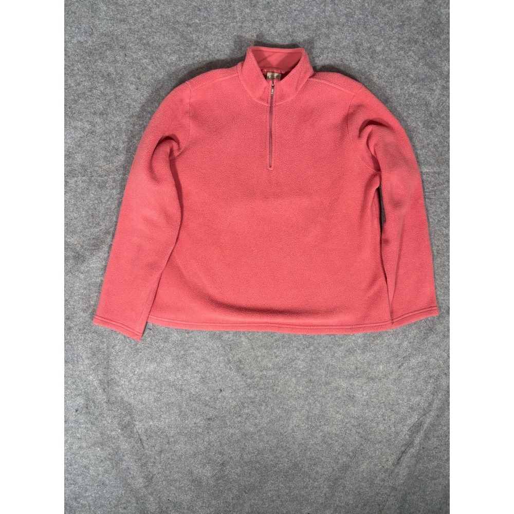 LL Bean Women Coral Fleece Quarter Zip Pullover Sweatshirt XL Reg